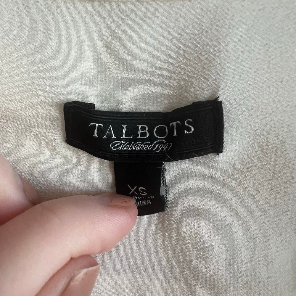 Talbots 100% Silk Cream Partial Button Front Long… - image 5